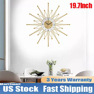 19.7Inch Retro Metal Art Sunburst Clock Mid Century Modern Wall Vintage Clock • $55