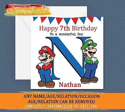 Personalised Childrens Birthday Card Super Mario Gaming Fathers Day Princess • £2.95