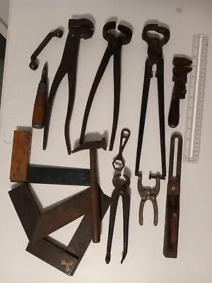 Vintage Antique Hand Tools Lot Nippers Pliers Hammer Wrench More • $70