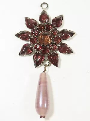 Stunning Vintage Amethyst Type Prong Pendant Silver Tone C4633 • $9.74