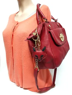 $95 • Buy Emma Fox Red Leather Satchel Crossbody Shoulder Handbag