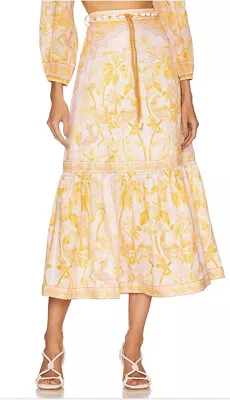 Zimmermann Lyre Frill Hem Midi Skirt Size 3 BNWT • $194.30