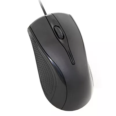 Wired Usb Optical Mouse For Pc Laptop Mac Computer Scroll Wheel Black Uk • £6.65