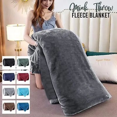 Large Throw Fleece Blanket Thick Fluffy Warm Bed Sofa Throw Camping Blankets UK • £16.14