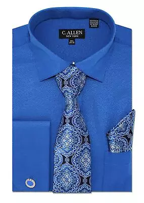 C. Allen Men's Dress Shirt With Tie & Cufflinks Set - Royal Blue • $68.24