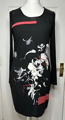 Miss Captain Knee Length Floral Tunic Dress Faux Leather Panel Size 10 • £10