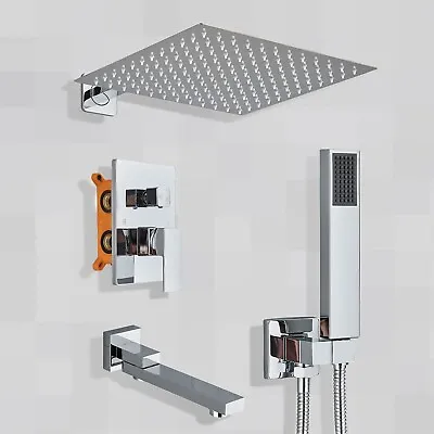 16  Shower Head Mixer Tap Set 3-Way Rainfall Shower Faucet System Wall Mounted • £99.99