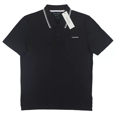 Calvin Klein Men's Premium Short Sleeve Polo Shirt Black Beauty SP40594223 • $29.99