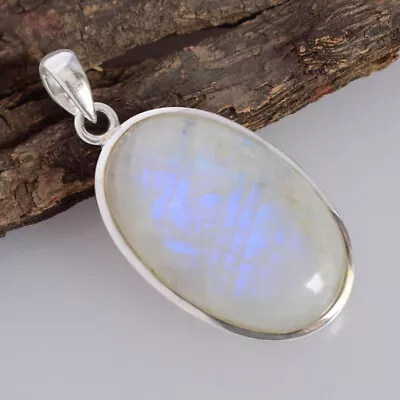 Pleasing Rainbow Moonstone Gemstone 925 Sterling Silver Handmade Pendant S-41 • $17.44