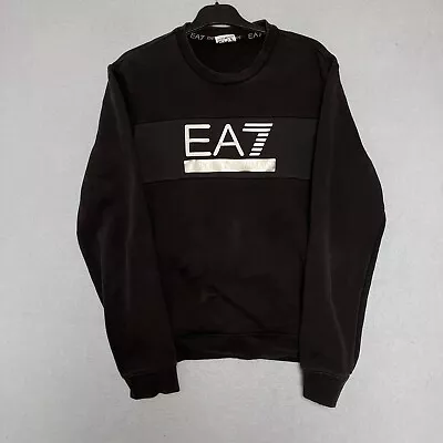 Armani EA7 Sweatshirt Graphic Jumper Crewneck Black Mens Small • £3.99