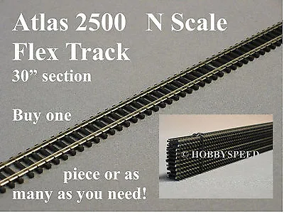 ATLAS N SCALE 2500 CODE 80 SUPER FLEX 30  STRAIGHT TRACK Black Tie ATL2500 NEW • $6.84