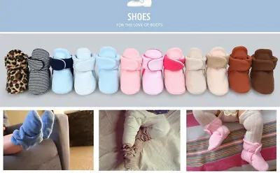 Newborn Baby Boy Girl Pram Shoes Infant Inhouse Crawling Booties Soft Warm Socks • £4.99