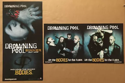 DROWNING POOL Rare 2001 DOUBLE SIDED PROMO POSTER FLAT For Sinner CD 24x12 MINT • $29.99