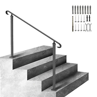 VEVOR Wrought Iron Handrail Adjustable Metal Stairs Handrail Fits 3 To 5 Steps • £54.59