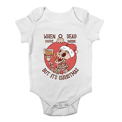 When Your Dead Inside Baby Grow Vest But It's Christmas Skeleton Bodysuit Girls • £5.99