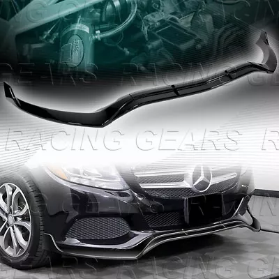 Painted Black Front Bumper Lip Body Spoiler Fit 15-18 Mercedes C-class W205 Base • $109.95