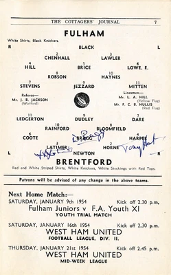 £9.99 • Buy SIGNED PROGRAMME - Fulham V Brentford 1953/1954 - THREE AUTOGRAPHS On Team Page