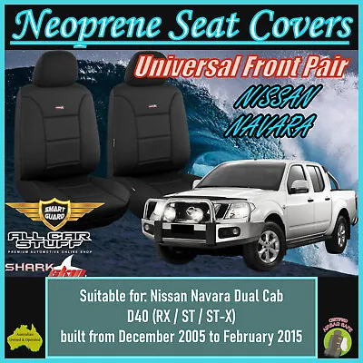 SharkSkin Front Seat Covers Suitable For Nissan Navara D40: 12/2005 To 02/2015 • $168.98