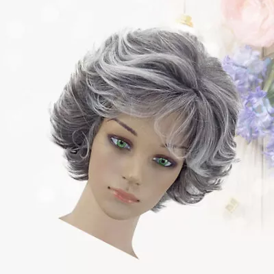 Old Woman Wig Adults Woman Short Wavy Hair Wig Wavy Short Synthetic Mother Wigs • $15.15