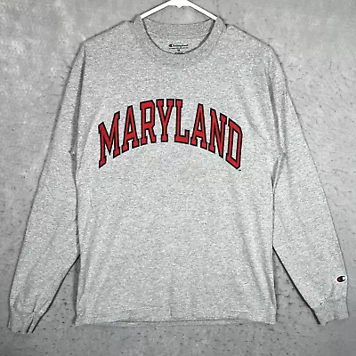 A1 Champion Maryland Terrapins NCAA Shirt Adult Medium Gray L/S Mens • $4