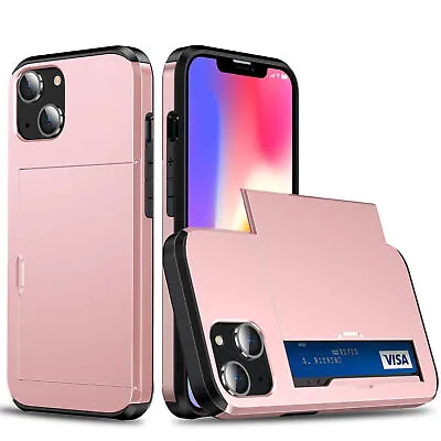 $9.99 • Buy Heavy Duty Case For IPhone 15 14 13 12 11 Pro Max Wallet Slide Card Holder Cover