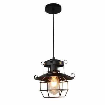 Metal Caged Pendant Light Industrial Vintage Ceiling Light Hanging Lamp Fixture • $24.61