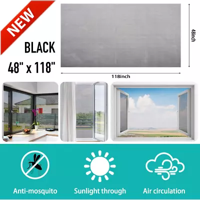 Black Window Screen Mesh Replacement Fiberglass 48 X 118 For Windows Net Doors • $12.63