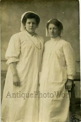 Two Nurses Posing In Uniforms Antique Photo • $25.25
