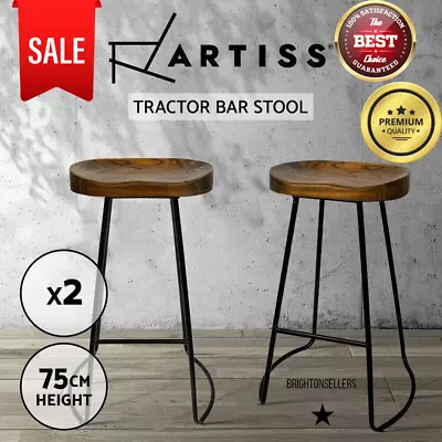 $164.48 • Buy Artiss Vintage Tractor Bar Stools Retro Bar Stool Industrial Chairs Black 75cmX2