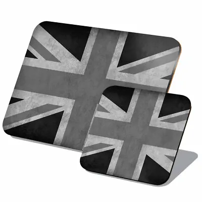 1x Cork Placemat & Coaster Set - BW - Rustic Union Jack Flag Britain #36305 • £14.99