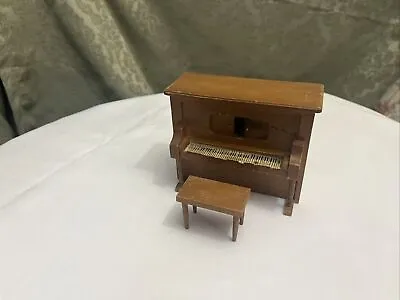 Vintage Miniature Wood Player Piano With Bench Music Box • $10