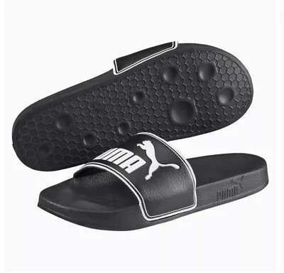 $36.34 • Buy Puma LeadCat Slides Sliders Shower Sandals Beach Pool Black / White 360263-01