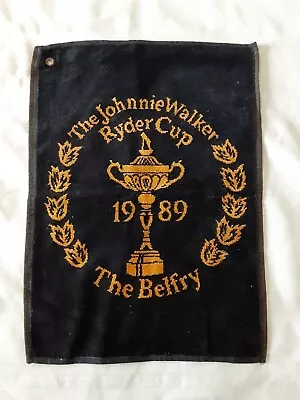 Vintage Golf Bag Towel 1989 Johnnie Walker Ryder Cup ~ The Belfry ~ Black & Gold • $12