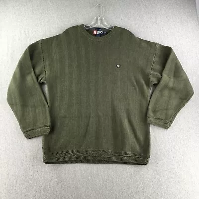 Chaps Ralph Lauren Sweater Mens Large Pullover Hand Framed Knit Crew Neck Green • $23.74