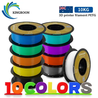 Kingroon 10KG PETG 3D Printer Filament 1.75 Mm Spools 10 PACK 1KG Random Colours • $139.99