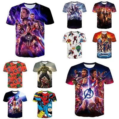 Unisex Adult 3D Marvel Avengers Superhero Casual Short Sleeve T-Shirt Tee Top UK • £10.79