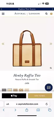 Aspinal Of London Henley Raffia Tote Bag - Natural Raffia & Smooth Tan. • £120