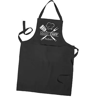 Master Chef Personalised Mens Apron Cooking Chef Apron Personalized Pocket Apron • £11.49