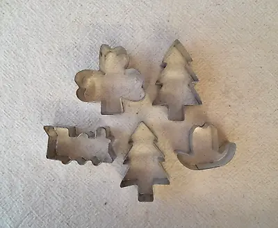 Vintage Christmas Cookie Cutter Set Cowboy Hat Christmas Tree Train • $5.95