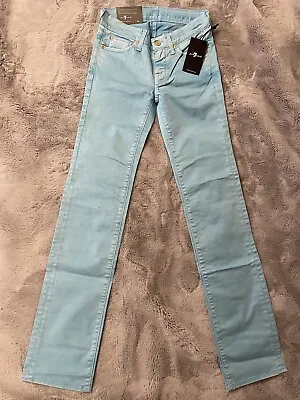 7 For All Mankind Women's Jeans In Turquoise Colour - Size 24 • £24.99