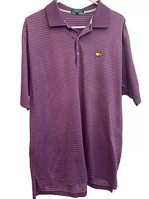 Masters By Peter Millar Golf Polo Purple White Stripe Logo Mens XL 100308 *READ • $7