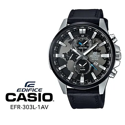 Casio Edifice Men's Watch Stainless Black Leather EFR-303L-1AV • $200