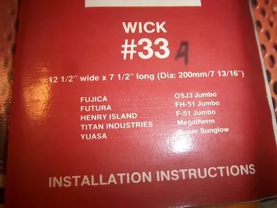 New Kerosene Heater Replacement Fujica Futura  Titan  Yuasa  Wick 33a W4 • $12.98