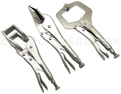 3pc Locking Grip Welding Clamp Vise C-Clamp Sheet Metal Clamp Plier Tool Set • $27.99