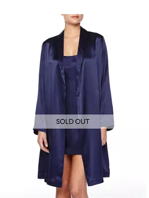 Elegant La Perla Silk Robe And Matching Silk Chemise S Navy • $40