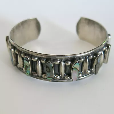 Sterling Silver VHLC Jalisco Cuff Bracelet Abalone Guad. Mexico 21.6g [6422] • $124.95