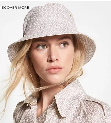 MICHAEL KORS Women M/L Jacquard Signature Logo Bucket Hat White MSRP $68 NWT • $32