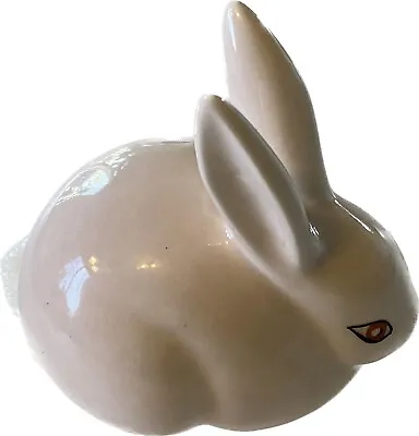 VTG Prestige Pink Ceramic Bunny Rabbit Cotton Ball Tail Dispenser 1970s Easter • $13.99