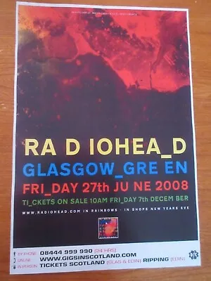 $10.98 • Buy RADIOHEAD CONCERT POSTER - GLASGOW 27th June 2008 LIVE MUSIC GIG 