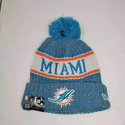  NWT New Era 2018 Sideline On Field Pom Beanie - Miami Dolphins • $21.99